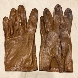 Brown leather gloves